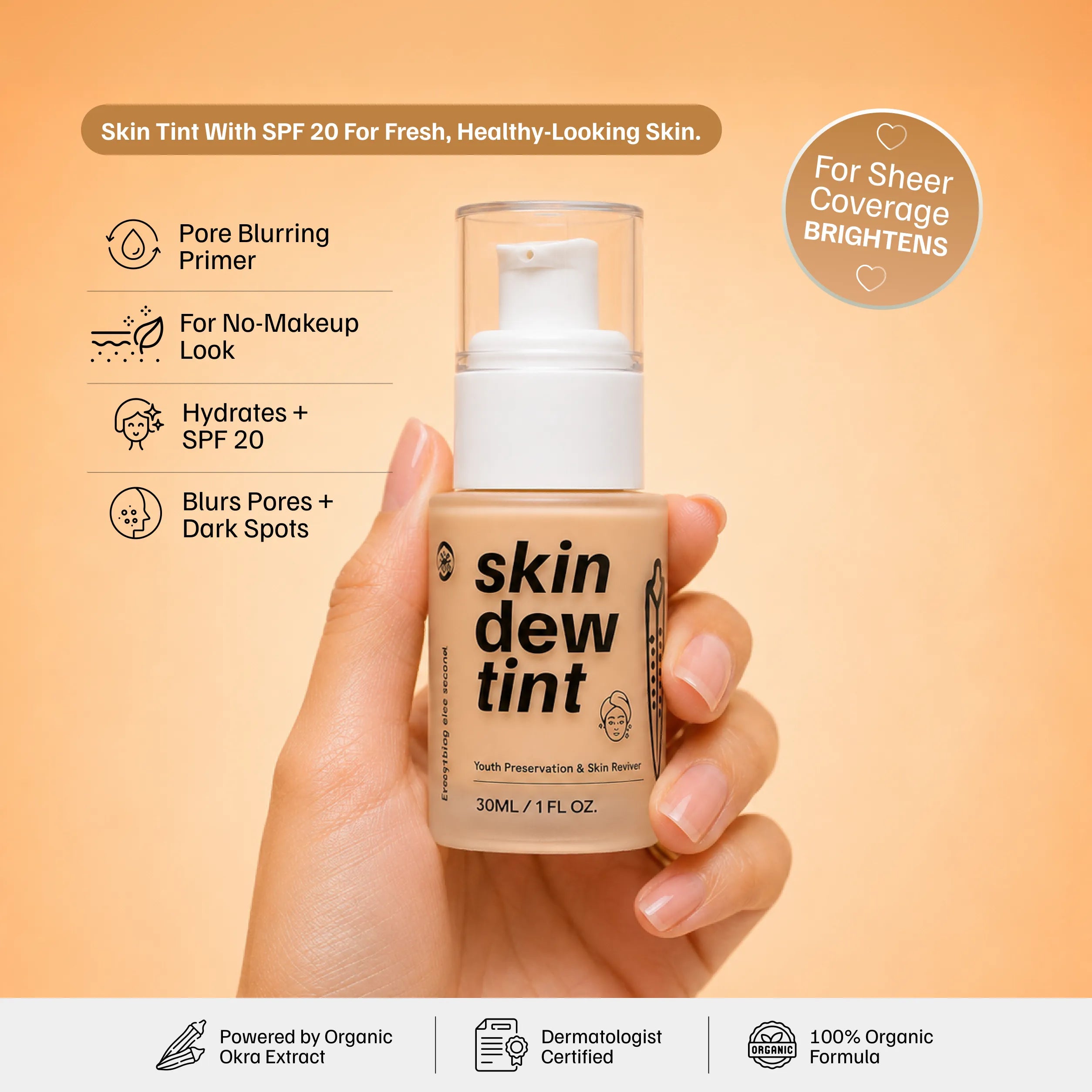 Skin Dew Tint - Lightweight Skin Tint & Pore Blurring Primer Sheer Coverage