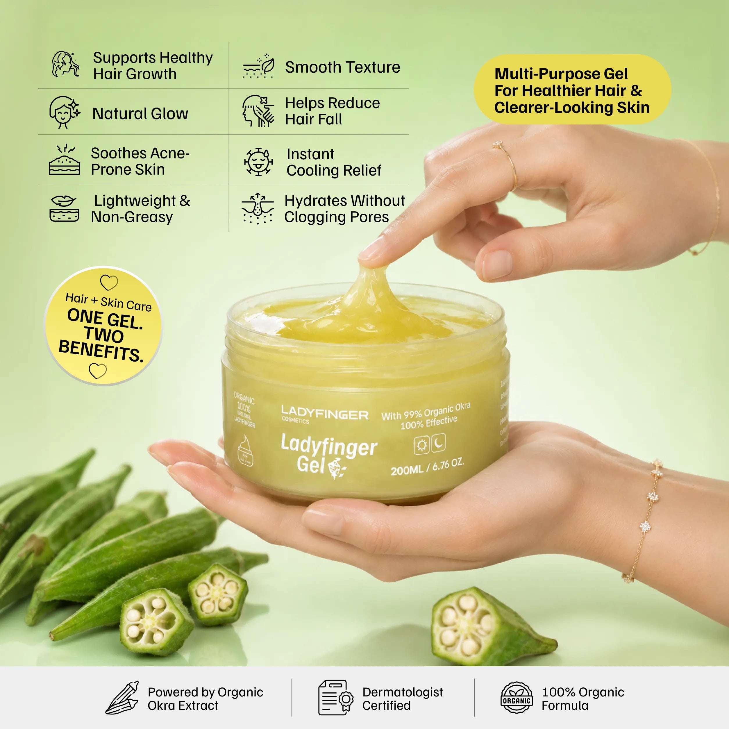 Ladyfinger Gel - Hydrating Face & Hair Gel for Oily Skin